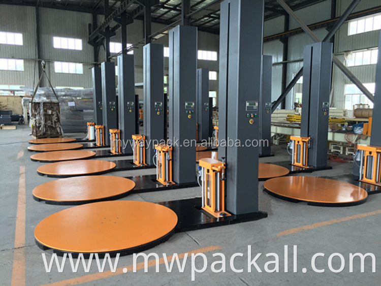 Myway Brand Fully automatic pallet stretch film wrapping machine with ramp and the weight function